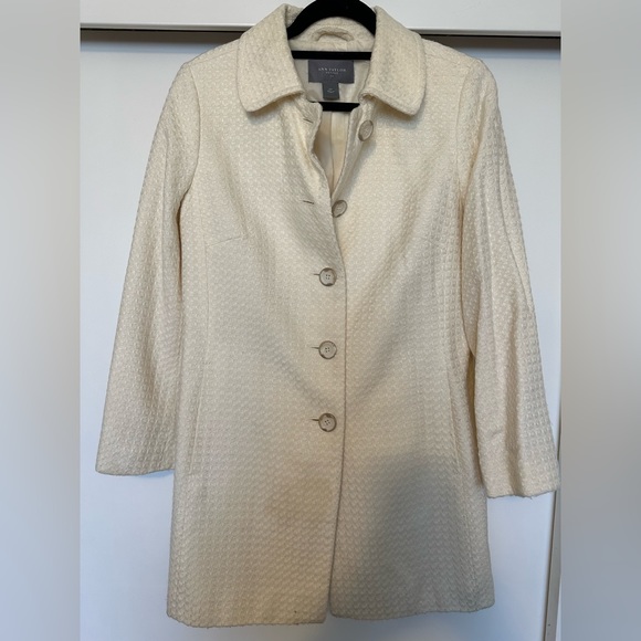 Ann Taylor Jackets & Coats Waffle Fabric Cream Coat Poshmark